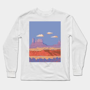 Monument Valley Navajo Tribal Park in Utah and Arizona USA WPA Art Poster Long Sleeve T-Shirt